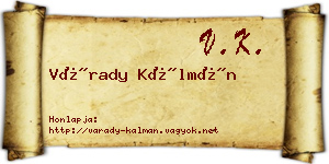 Várady Kálmán névjegykártya